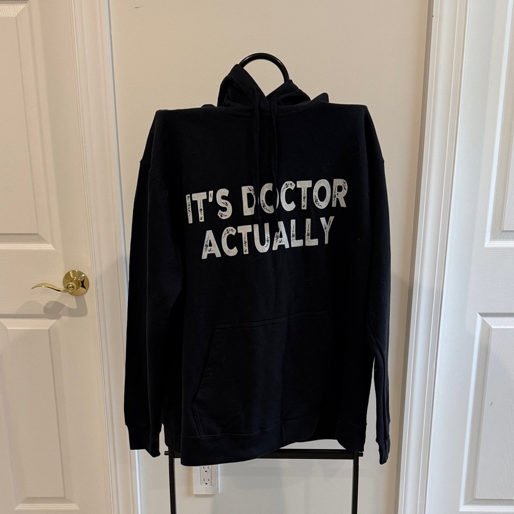 Black Hoodie with White Text
